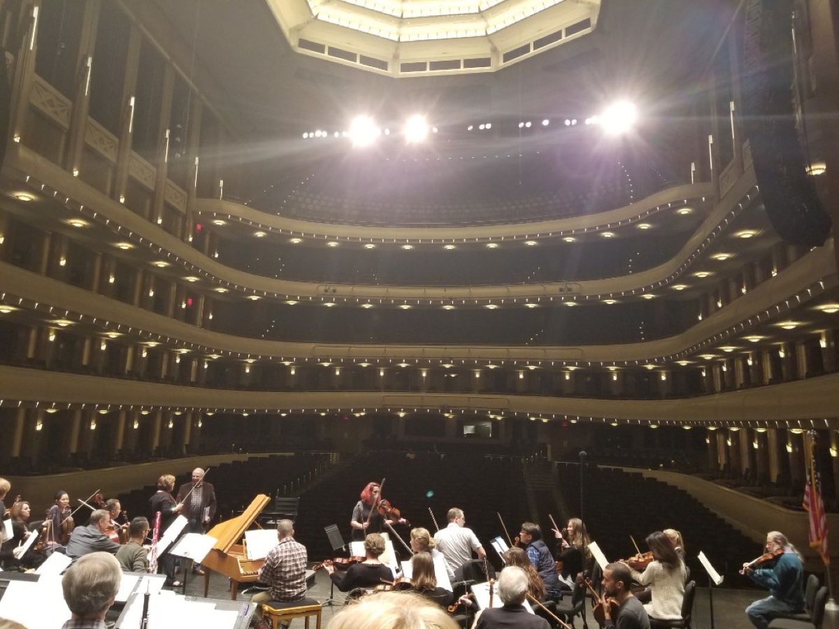 View from the stage toward the concert hall during rehearsal